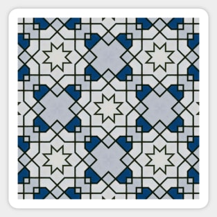 blue octagon pattern (geometric, pattern, modern, honeycomb and eight sided polygon) Sticker